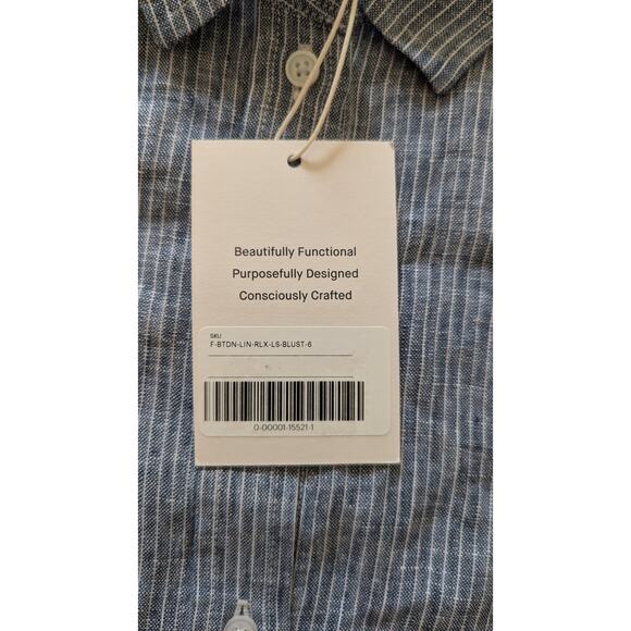 NWT Everlane The Linen Relaxed Shirt in White/Blue size 6 - Picture 5 of 8
